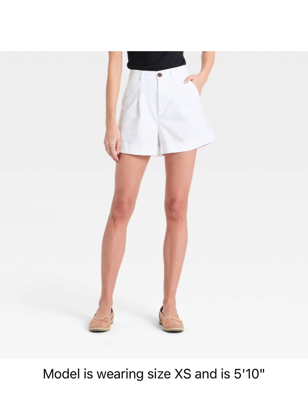NWT a new day White High-Rise Pleated Bermuda Shorts